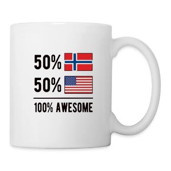 Half Norwegian Half American USA Norway flag - Mug - white - Right