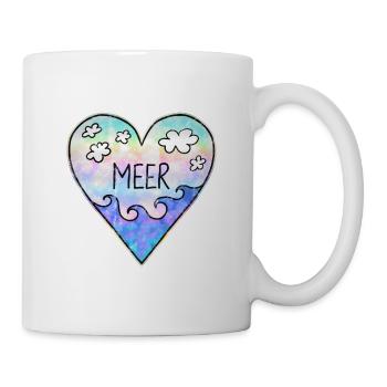 J’aime la mer, le cœur, les vagues, l’été, le surf - Mug blanc - blanc - Droite
