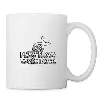 PLAY NOW WORK LATER! + DNA - Gaming - Tasse - Weiß - Rechts