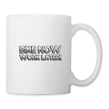 BIKE NOW TRAVAILLER PLUS TARD! - Sports - Mug blanc - blanc - Droite