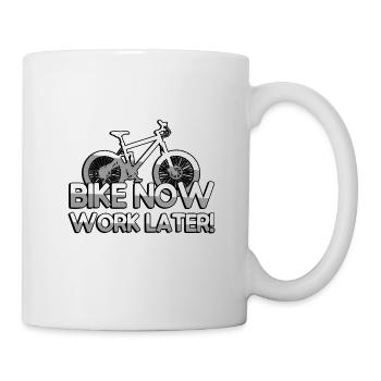 BIKE NOW TRAVAILLER PLUS TARD! + Vélo - Sport - Mug blanc - blanc - Droite