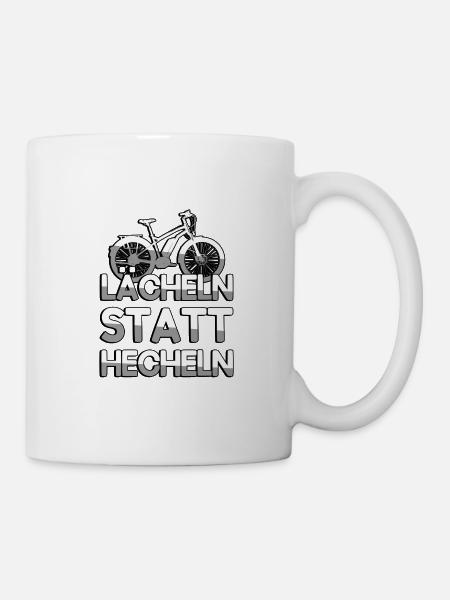 LÄCHELN STATT HECHELN+ E-Bike - E-Bike - Tasse - Weiß