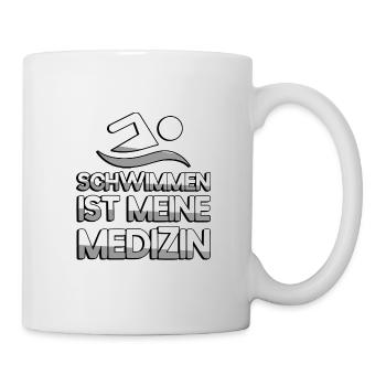 SCHWIMMEN IST MEINE MEDIZIN + Schwimmer- Schwimmen - Tasse - Weiß - Rechts