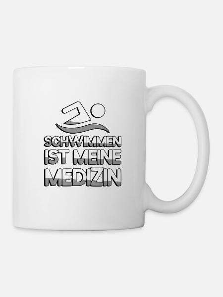 SCHWIMMEN IST MEINE MEDIZIN + Schwimmer- Schwimmen - Tasse - Weiß