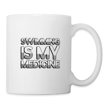 SWIMMING IS MY MEDICINE - Schwimmen - Tasse - Weiß - Rechts