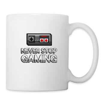 NEVER STOP GAMING + NES Controller - Gaming - Tasse - Weiß - Rechts