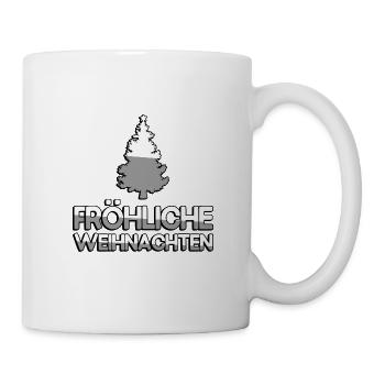 FRÖHLICHE WEIHNACHTEN + Weihnachtsbau- Weihnachten - Tasse - Weiß - Rechts