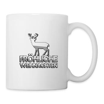 FRÖHLICHE WEIHNACHTEN + Rentier - Weihnachten - Tasse - Weiß - Rechts