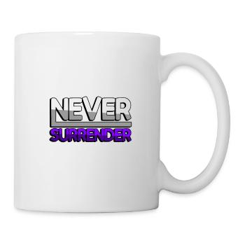 NEVER SURRENDER (Lila) - Gaming - Tasse - Weiß - Rechts
