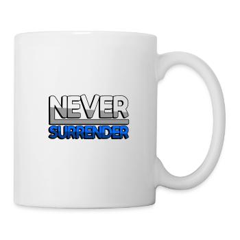 NEVER SURRENDER (Blau) - Gaming - Tasse - Weiß - Rechts
