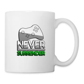 NEVER SURRENDER (Grün) + Controller - Gaming - Tasse - Weiß - Rechts