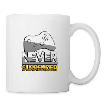 NEVER SURRENDER (Gelb) + Controller - Gaming - Tasse - Weiß - Rechts