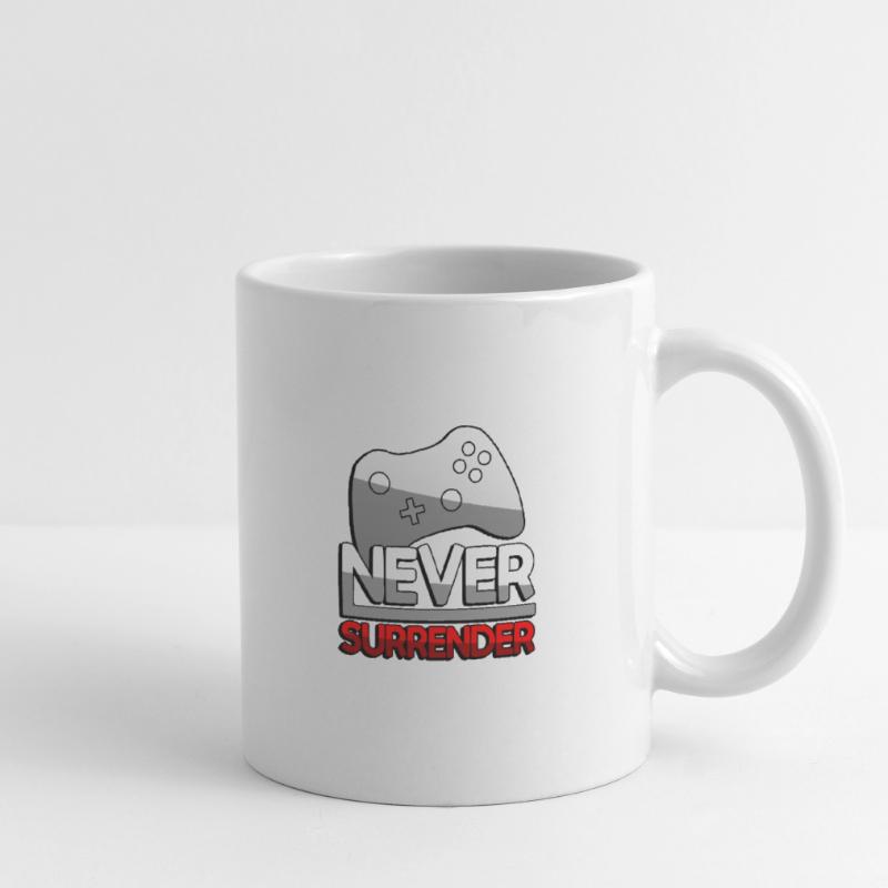 NEVER SURRENDER (Rot) + Controller - Gaming Tasse