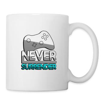NEVER SURRENDER (Türkis) + Controller - Gaming - Tasse - Weiß - Rechts