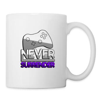 NEVER SURRENDER (Lila) + Controller - Gaming - Tasse - Weiß - Rechts