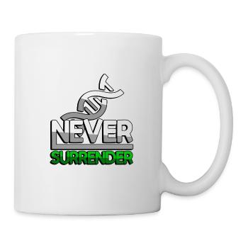 NEVER SURRENDER (Grün) + DNA - Gaming - Tasse - Weiß - Rechts