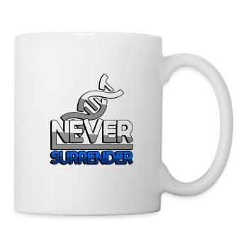 NEVER SURRENDER (Blau) + DNA - Gaming - Tasse - Weiß - Rechts