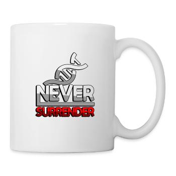 NEVER SURRENDER (Rot) + DNA - Gaming - Tasse - Weiß - Rechts