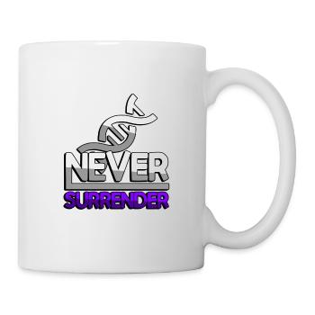 NEVER SURRENDER (Lila) + DNA - Gaming - Tasse - Weiß - Rechts