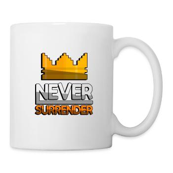 NEVER SURRENDER (Orange) + King Crown - Gaming - Tasse - Weiß - Rechts
