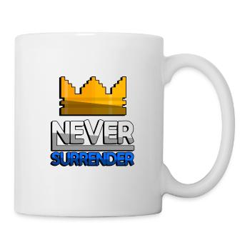 NEVER SURRENDER (Blau) + King Crown - Gaming - Tasse - Weiß - Rechts
