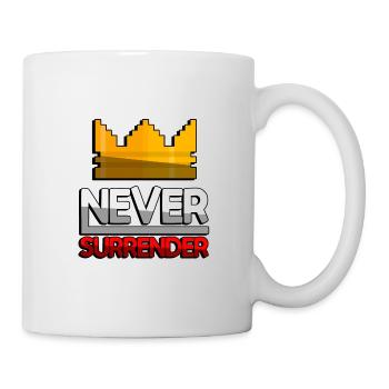 NEVER SURRENDER (Rot) + King Crown - Gaming - Tasse - Weiß - Rechts