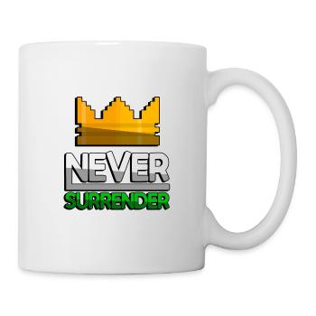 NEVER SURRENDER (Grün) + King Crown - Gaming - Tasse - Weiß - Rechts