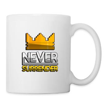 NEVER SURRENDER (Gelb) + King Crown - Gaming - Tasse - Weiß - Rechts
