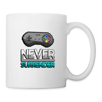 NEVER SURRENDER (Türkis)+ SNES Controller - Gaming - Tasse - Weiß - Rechts