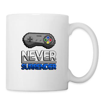 NEVER SURRENDER (Blau) + SNES Controller - Gaming - Tasse - Weiß - Rechts