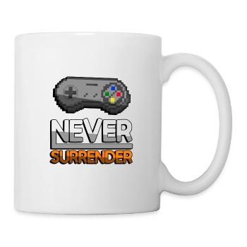 NEVER SURRENDER (Orange)+ SNES Controller - Gaming - Tasse - Weiß - Rechts