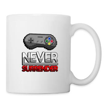 NEVER SURRENDER (Rot) + SNES Controller - Gaming - Tasse - Weiß - Rechts