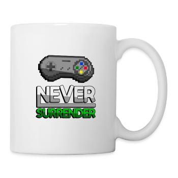 NEVER SURRENDER (Grün) + SNES Controller - Gaming - Tasse - Weiß - Rechts