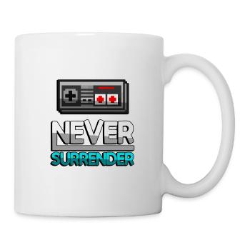 NEVER SURRENDER (Türkis) + NES Controller - Gaming - Tasse - Weiß - Rechts