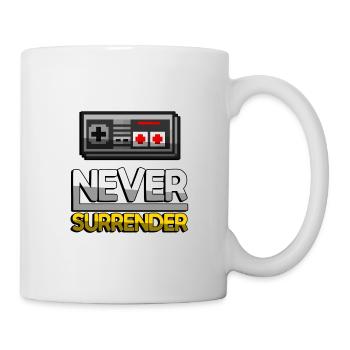 NEVER SURRENDER (Gelb) + NES Controller - Gaming - Tasse - Weiß - Rechts