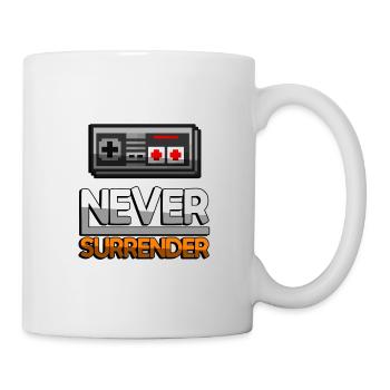 NEVER SURRENDER (Orange) + NES Controller - Gaming - Tasse - Weiß - Rechts