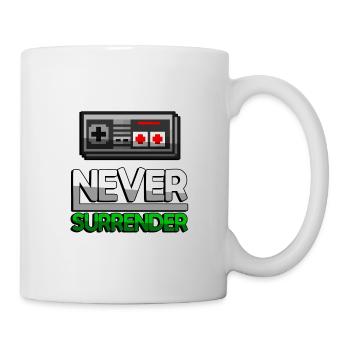 NEVER SURRENDER (Grün) + NES Controller - Gaming - Tasse - Weiß - Rechts