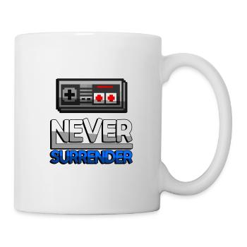 NEVER SURRENDER (Blau) + NES Controller - Gaming - Tasse - Weiß - Rechts