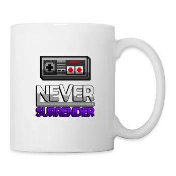 NEVER SURRENDER (Lila) + NES Controller - Gaming - Tasse - Weiß - Rechts
