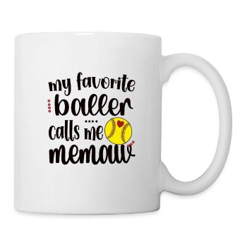 Memaw Grandma By Softball Player Softball Memaw - Mug - white - Right