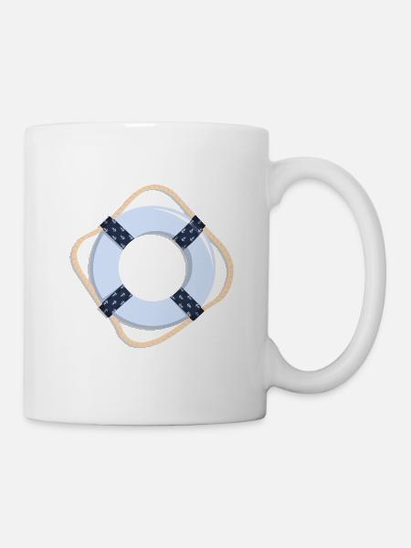 Bande de natation avec motif d’ancre - Mug blanc - blanc