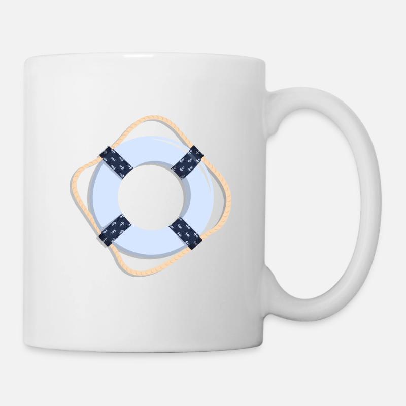 Bande de natation avec motif d’ancre - Mug blanc - blanc