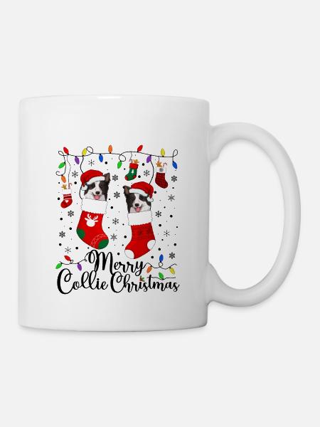 Border Collie Noël Border Collie Cadeaux de Noël - Mug blanc - blanc