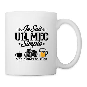 Je suis un mec simple cafe tracteur l'apéro - Mug blanc - blanc - Droite