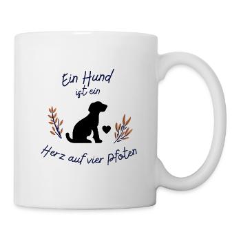 Ein Hund ist ein Herz auf vier Pfoten - Tasse - Weiß - Rechts