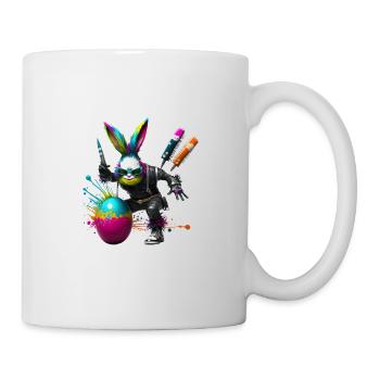 Zukunfts Technologie Osterhase mit Osterei - Tasse - Weiß - Rechts