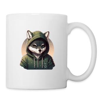 Loup avec sweat à capuche kawaii - Mug blanc - blanc - Droite