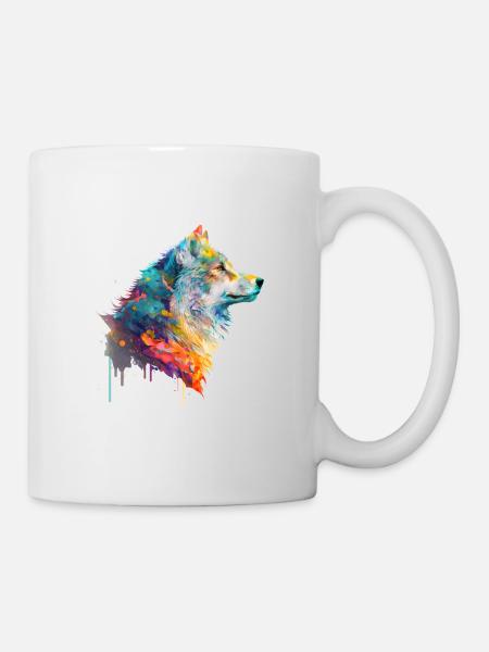 Aquarelle Loup - Mug blanc - blanc