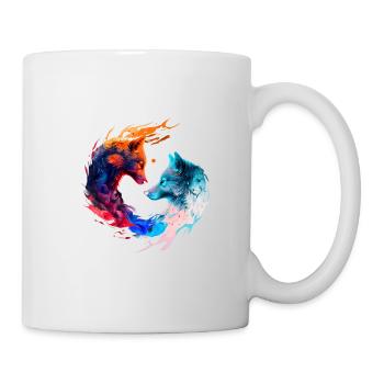 Harmonie der Wölfe /Multicolor Ying und Yang Wölfe - Tasse - Weiß - Rechts