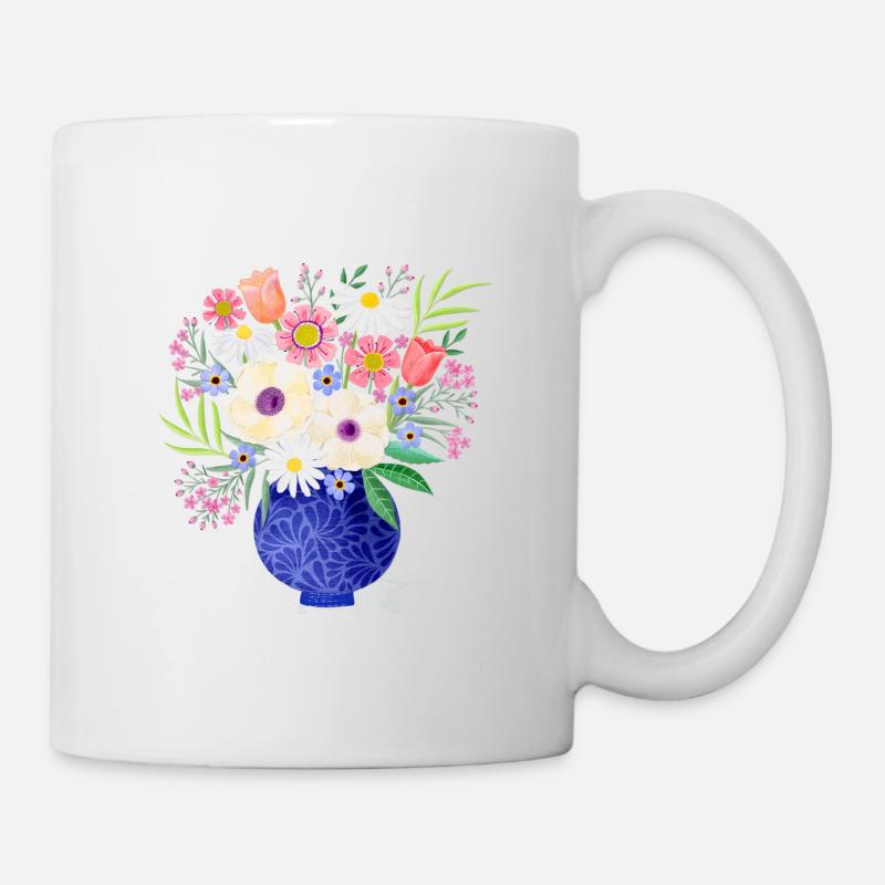 Blumenstrauß. Modern. Personalisierbares Geschenk. - Tasse - Weiß